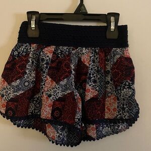 No Boundaries Red and Blue Patterned High Waist Shorts